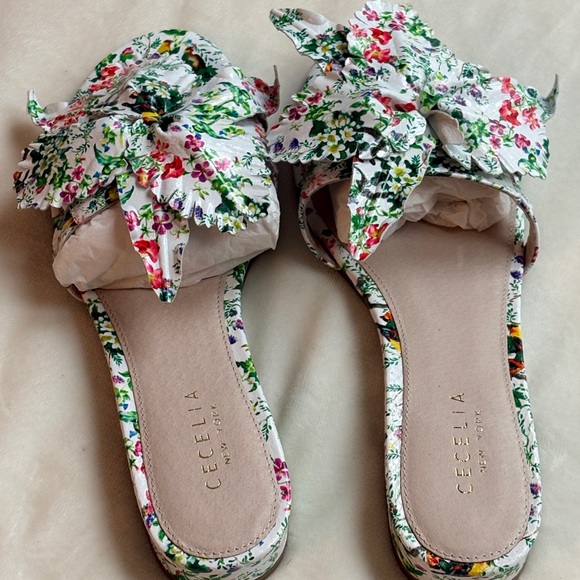 Hibiscus Leather Slide Sandals by Cecelia New York - Picture 2 of 6